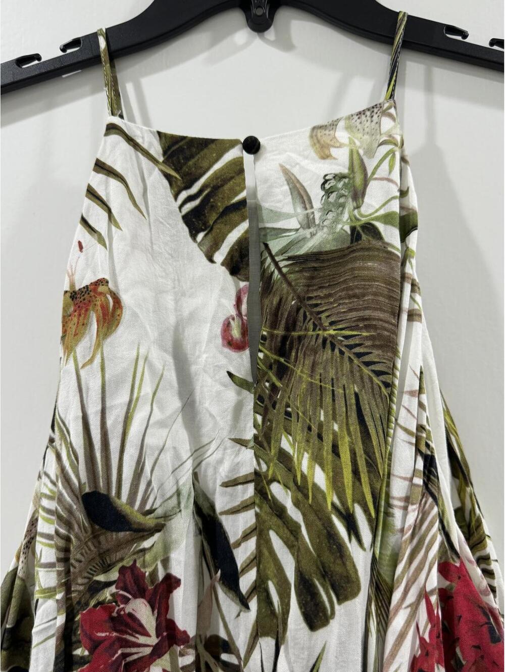 Gianni Bini Tropical Palm Leaf High Neck Maxi Dress XL White Floral Resortwear - Picture 5 of 9